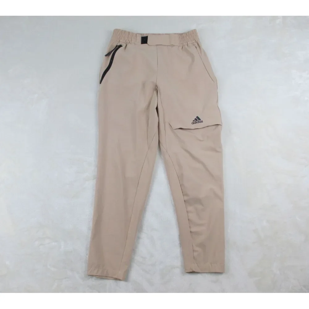 Adidas‎ Pants Mens Small Brown Tan Track Pants HK4494 Training Gym Workout